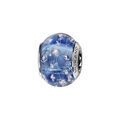Charms Thabora en argent rhodi&eacute; et verre de Murano v&eacute;ritable bleu orn&eacute; de fils et gouttes argent&eacute;s