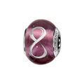 Charms Thabora en argent rhodi&eacute; et verre de Murano v&eacute;ritable violet avec symbole infini argent&eacute; Artemare