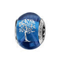 Bracelets sur Artemare : Charms Thabora en argent rhodi&eacute; et verre de Murano v&eacute;ritable bleu avec arbre de vie argent&eacute;