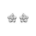 Boucles d'oreilles en argent rhodi&eacute; petite fleur et fermoir poussette Artemare