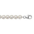 Bracelet en argent rhodi&eacute; et perles Swarovski blanches de 5mm - longueur 18cm + 3cm de rallonge Artemare