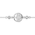 Bracelet en argent rhodi&eacute; cha&icirc;ne avec au milieu 1 arbre de vie ajour&eacute; et 1 oxyde blanc sertis clos de chaque c&ocirc;t&eacute; - longueur 16cm + 3cm de rallonge