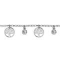 Bracelet en argent rhodi&eacute; cha&icirc;ne avec 3 pampilles arbre de vie ajour&eacute; et 2 oxydes blancs sertis clos - longueur 16cm + 3cm de rallonge