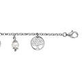 Bracelets sur Artemare : Bracelet en argent rhodi&eacute; cha&icirc;ne avec 5 pampilles arbre de vie ajour&eacute; et 4 perles synth&eacute;tiques blanches 16cm + 3cm