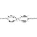 Bracelet en argent rhodi&eacute; cha&icirc;ne avec infini &agrave; graver 3 ou 4 pr&eacute;noms - longueur 16cm + 3cm de rallonge