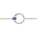 Bracelets sur Artemare : Bracelet en argent rhodi&eacute; cha&icirc;ne avec au milieu 1 anneau avec &eacute;l&eacute;ment rectangulaire orn&eacute; d'1 oxyde bleu fonc&eacute; - longueur 16cm + 2cm de rallonge