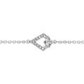 Bracelet en argent rhodi&eacute; cha&icirc;ne avec au milieu 1 losange en rail d'oxydes blancs sertis avec 1 oxyde carr&eacute; plus gros en haut - longueur 16cm + 2cm de rallonge Artemare
