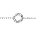 Bracelets sur Artemare : Bracelet en argent rhodi&eacute; cha&icirc;ne avec au milieu 1 cercle en 2 brins enroul&eacute;s dont 1 lisse et l'autre orn&eacute; d'oxydes blancs sertis - longueur 16cm + 2cm de rallonge