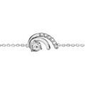 Bracelet en argent rhodi&eacute; cha&icirc;ne avec au milieu 2 virgules dont 1 orn&eacute;e d'oxydes blancs sertis et avec 1 gros oxyde blanc serti dans la courbe - longueur 16cm + 2cm de rallonge