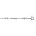 Bracelet en argent rhodi&eacute; cha&icirc;ne en mailles volutesmoiti&eacute; lisse et moiti&eacute; orn&eacute;e d'oxydes blancs sertis - longueur 17cm + 3cm de rallonge