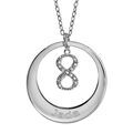 Collier en argent rhodi&eacute; cha&icirc;ne avec pendentif anneau pr&eacute;nom &agrave; graver et symbole infini orn&eacute; d'oxydes blancs sertis suspendu au milieu - longueur 40cm + 5cm de rallonge Artemare
