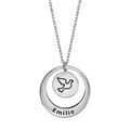 Colliers sur Artemare : Collier en argent rhodi&eacute; cha&icirc;ne avec pendentif anneau et m&eacute;daille pr&eacute;nom ou logo &agrave; graver - longueur 40cm + 5cm de rallonge
