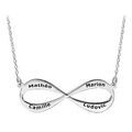 Colliers sur Artemare : Collier en argent rhodi&eacute; cha&icirc;ne avec pendentif infini &agrave; graver 3 ou 4 pr&eacute;noms - longueur 40cm + 5cm de rallonge
