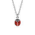 Collier pour enfant en argent cha&icirc;ne avec pendentif coccinelle - longueur 36cm + 2cm de rallonge
