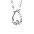 Colliers sur Artemare : Collier en argent rhodi&eacute; cha&icirc;ne avec pendentif goutte avec arrondi orn&eacute; d'oxydes blancs sertis et 1 oxyde blanc &agrave; l'int&eacute;rieur - longueur 38cm + 4cm de rallonge