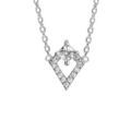 Collier en argent rhodi&eacute; cha&icirc;ne avec pendentif losange en rail d'oxydes blancs sertis avec 1 oxyde carr&eacute; plus gros en haut - longueur 38cm + 4cm Artemare