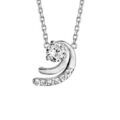Collier en argent rhodi&eacute; cha&icirc;ne avec pendentif 2 virgules dont 1 orn&eacute;e d'oxydes blancs sertis et avec 1 gros oxyde blanc serti dans la courbe - longueur 38cm + 4cm de rallonge Artemare