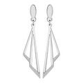 Boucles d'oreilles en acier effet givr&eacute; triangles ajour&eacute;s suspendus et fermoir poussette Artemare