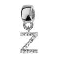 Charms Thabora en argent rhodi&eacute; lettre Z orn&eacute;e d'oxydes blancs suspendu