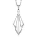 Collier en acier cha&icirc;ne avec pendentif triangles dispos&eacute;s en losange avec granit&eacute; en bas - longueur 42cm + 4cm de rallonge