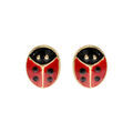 Boucles d'oreilles pour enfant en plaqu&eacute; or coccinelle et fermoir poussette