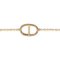 Bracelet en plaqu&eacute; or cha&icirc;ne avec au milieu 1 maille marine lisse - longueur 16cm + 2cm de rallonge
