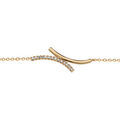 Bracelet en plaqu&eacute; or cha&icirc;ne avec au milieu 2 courbes coll&eacute;es dont 1 lisse et l'autre orn&eacute;e d'oxydes blancs - longueur 16cm + 2cm de rallonge