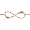 Bracelet en plaqu&eacute; or rose cha&icirc;ne avec infini &agrave; graver 1 ou 2 pr&eacute;noms - longueur 16cm + 3cm de rallonge