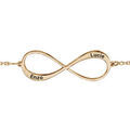 Bracelets sur Artemare : Bracelet en plaqu&eacute; or cha&icirc;ne symbole infini &agrave; graver 1 ou 2 pr&eacute;noms - longueur 16cm + 3cm de rallonge