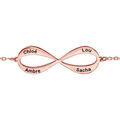Bracelets sur Artemare : Bracelet en plaqu&eacute; or rose cha&icirc;ne avec infini &agrave; graver 3 ou 4 pr&eacute;noms - longueur 16cm + 3cm de rallonge