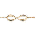 Bracelet en plaqu&eacute; or cha&icirc;ne symbole infini &agrave; graver 3 ou 4 pr&eacute;noms - longueur 16cm + 3cm de rallonge