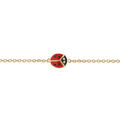 Bracelet pour enfant en plaqu&eacute; or avec petite coccinelle - longueur 14cm + 2cm de rallonge