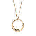 Collier en plaqu&eacute; or cha&icirc;ne avec pendentif 1 anneau pr&eacute;nom &agrave; graver - longueur 40cm + 5cm de rallonge