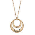 Collier en plaqu&eacute; or cha&icirc;ne avec pendentif 2 anneaux pr&eacute;nom &agrave; graver - longueur 40cm + 5cm de rallonge Artemare
