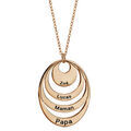 Colliers sur Artemare : Collier en plaqu&eacute; or cha&icirc;ne avec pendentif 4 anneaux 4 pr&eacute;noms &agrave; graver - longueur 40cm + 5cm de rallonge