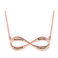 Colliers sur Artemare : Collier en plaqu&eacute; or rose cha&icirc;ne avec pendentif infini &agrave; graver 3 ou 4 pr&eacute;noms - longueur 40cm + 5cm de rallonge