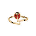 Bague pour enfant en plaqu&eacute; or avec coccinelle - r&eacute;glable du 42 au 46