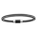 Bracelets sur Artemare : Bracelet pour charms homme grand mod&egrave;le en acier noir et gris fermoir aimant&eacute; et viss&eacute; - longueur 21 cm