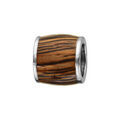 Charms Thabora grand mod&egrave;le pour homme en acier forme tonneau allong&eacute; aspect bois marron
