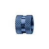 Charms Thabora grand mod&egrave;le pour homme en acier et PVD bleu motif diamant&eacute; sur les bords et bande lisse au milieu
