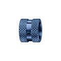 Charms Thabora grand mod&egrave;le pour homme en acier et PVD bleu motif diamant&eacute; sur les bords et bande lisse au milieu Artemare