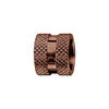Charms Thabora grand mod&egrave;le pour homme en acier et PVD marron motif diamant&eacute; sur les bords et bande lisse au milieu