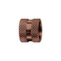 Charms Thabora grand mod&egrave;le pour homme en acier et PVD marron motif diamant&eacute; sur les bords et bande lisse au milieu Artemare