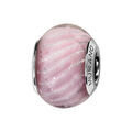 Charms Thabora en argent rhodi&eacute; et verre de Murano v&eacute;ritable rose stri&eacute; argent&eacute;