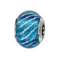 Charms Thabora en argent rhodi&eacute; et verre de Murano v&eacute;ritable turquoise stri&eacute; argent&eacute; Artemare