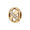 Charms Thabora en plaqu&eacute; or boule avec symbole infini ajour&eacute; et orn&eacute; d'oxydes blancs sur une partie