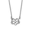 Colliers sur Artemare : Collier en argent rhodi&eacute; cha&icirc;ne avec pendentif 1 coeur et 1 symbole infini entrem&ecirc;l&eacute;s - longueur 40cm + 5cm de rallonge