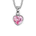 Colliers sur Artemare : Collier en argent rhodi&eacute; cha&icirc;ne avec pendentif coeur en oxyde rose serti clos - longueur 40cm + 4cm de rallonge