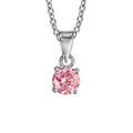 Collier en argent rhodi&eacute; cha&icirc;ne avec pendentif oxyde rond rose de 4mm serti griffes - longueur 40cm + 4cm de rallonge Artemare