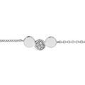 Bracelet en argent rhodi&eacute; cha&icirc;ne avec au milieu 3 ronds pav&eacute;s d'oxydes blancs sertis - longueur 16cm + 3cm de rallonge Artemare